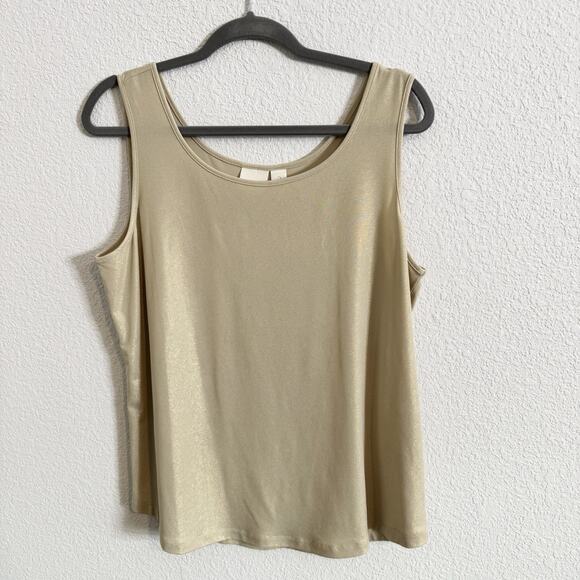 Chico’s Women’s Champagne Gold Metallic Basic Tank Top - 2/US L - Picture 1 of 6